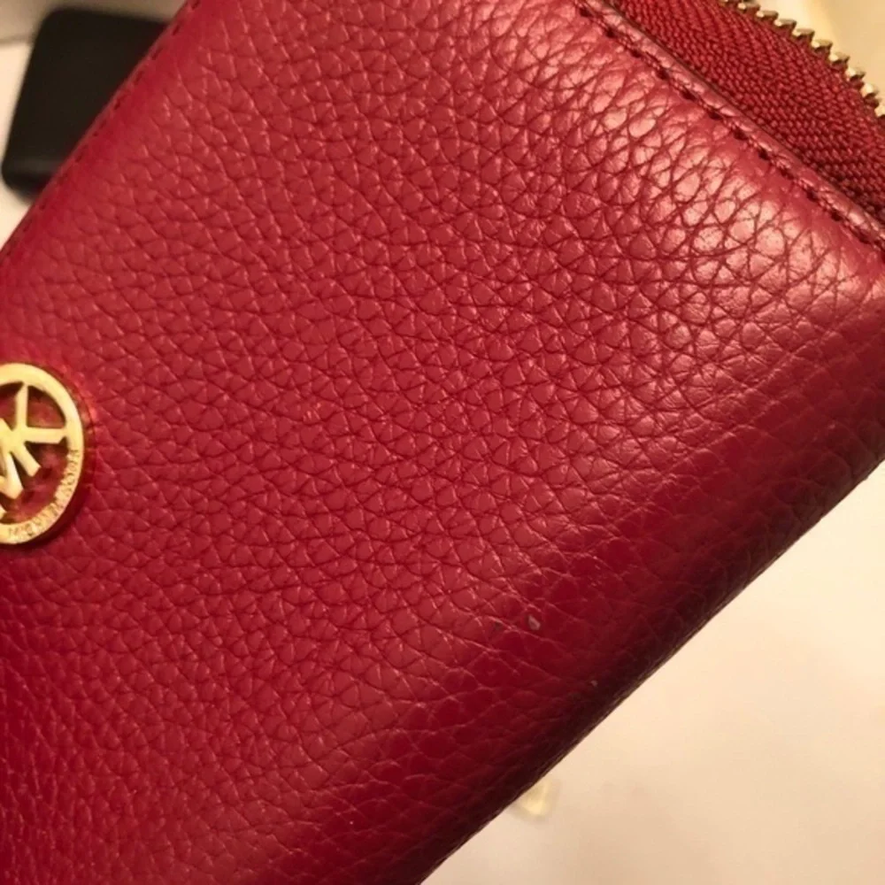Michael kors red burgundy leather wallet
